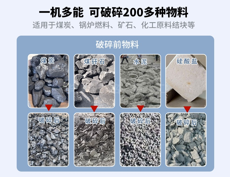 增碳剂破碎机破碎物料对比